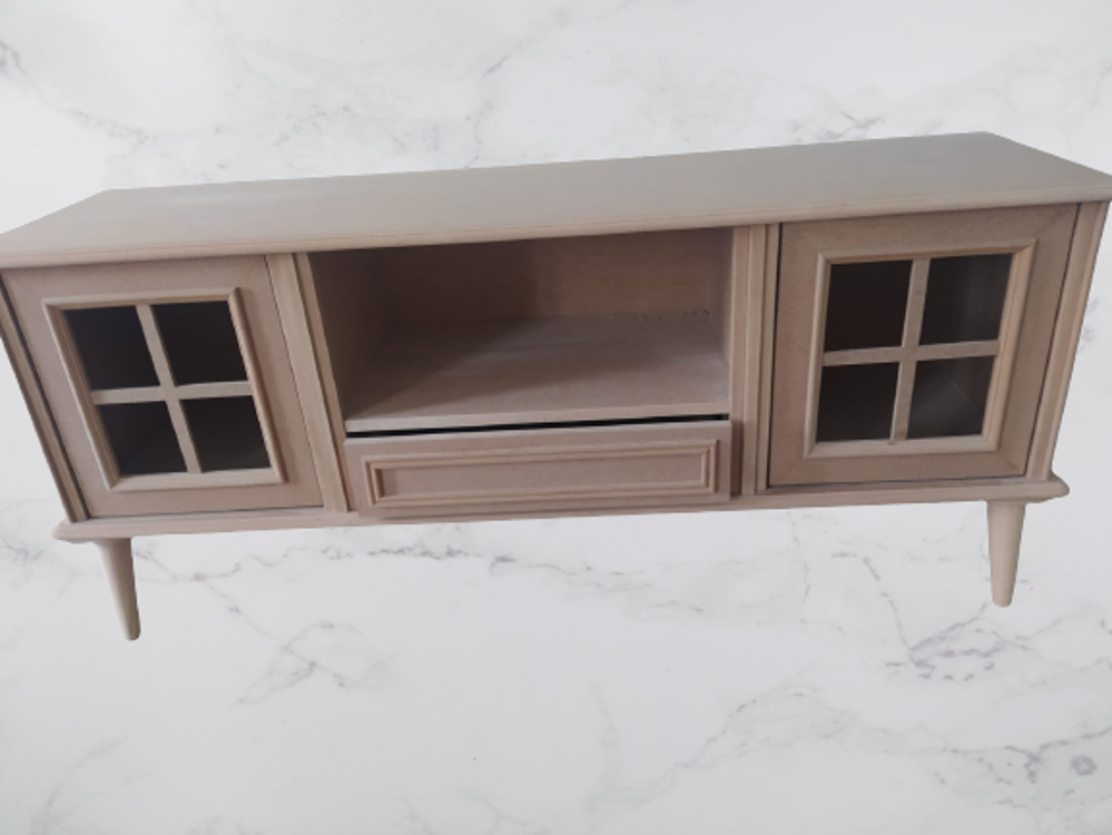 Tv Sehpa ST 17458 Pencere Klasik Model Kayın Torna Retro Ayak HAM