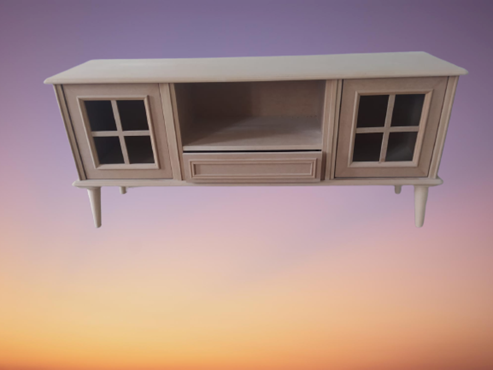 Tv Sehpa ST 17458 Pencere Klasik Model Kayın Torna Retro Ayak HAM