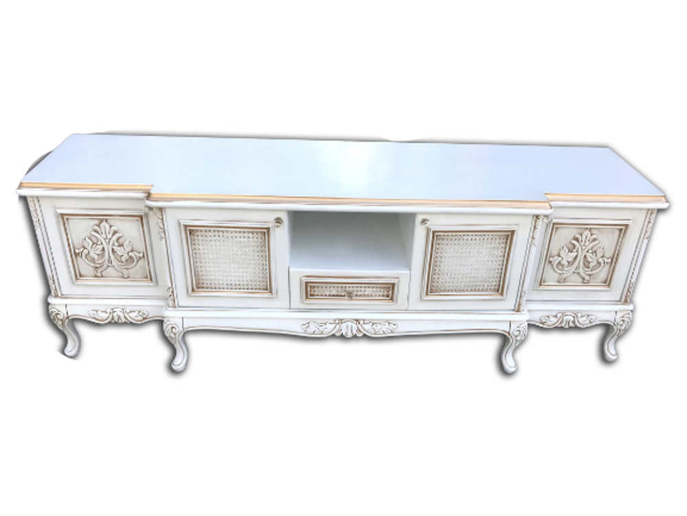 TV Sehpa ST 17934 Lüx Klasik Modl Kayın ASLAN Ayak Oym Hasır Gölg