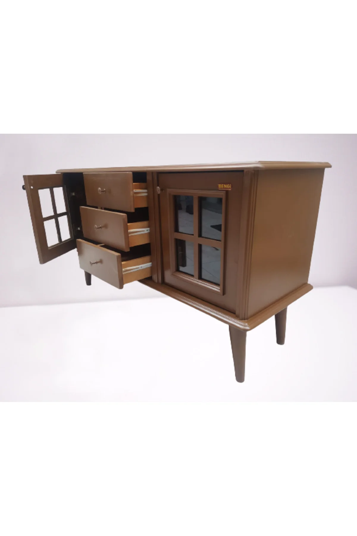 Tv Sehpa ST 18224 Windovs Model Pencere Gürgen Retro Ayak Ceviz Renk El Yapım Tv Sehpa ST 18224 Windovs Model Pencere Gürgen Retro Ayak Ceviz Renk El Yapım