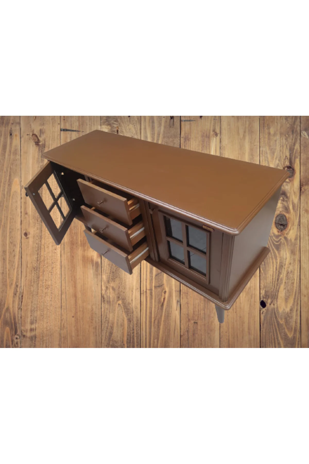 Tv Sehpa ST 18224 Windovs Model Pencere Gürgen Retro Ayak Ceviz Renk El Yapım Tv Sehpa ST 18224 Windovs Model Pencere Gürgen Retro Ayak Ceviz Renk El Yapım - Görsel 3