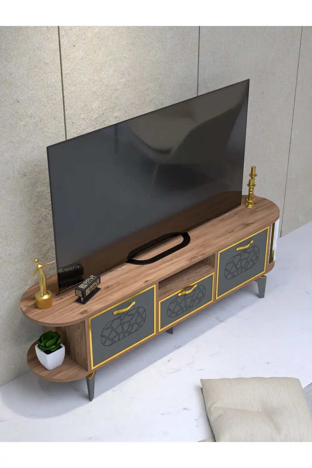 Tv Sehpası Mira 5030 Atlantik Gold 160 Cm 35 Cm 50 Cm