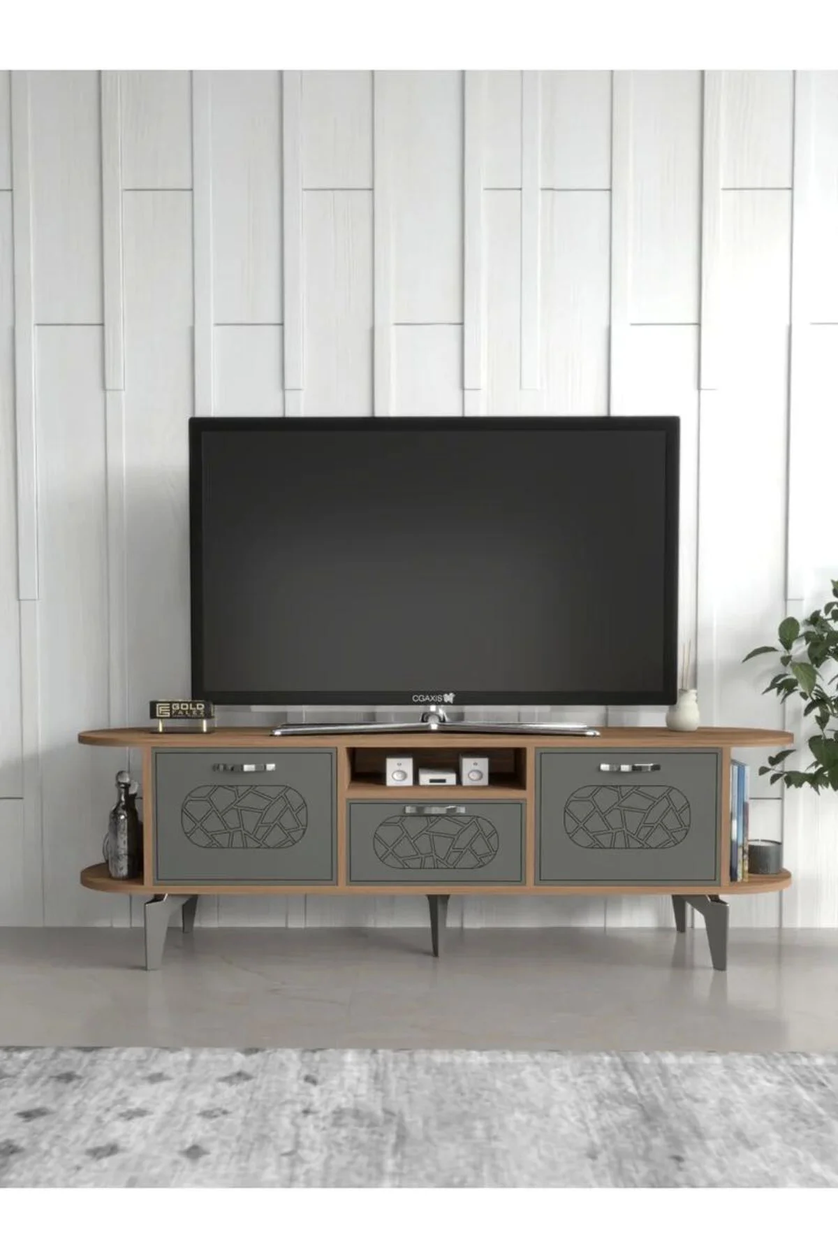 Tv Sehpası Mira Atlantik 5031 Gümüş 160 Cm 35 Cm 50 Cm