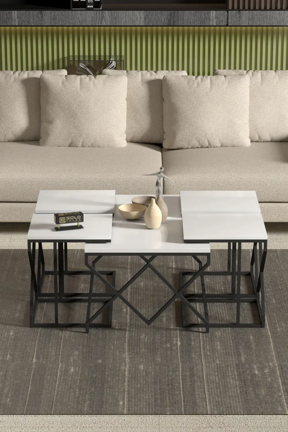 Tv Sehpası Mira Gümüş 5033 Beyaz 160 Cm 35 Cm 50 Cm