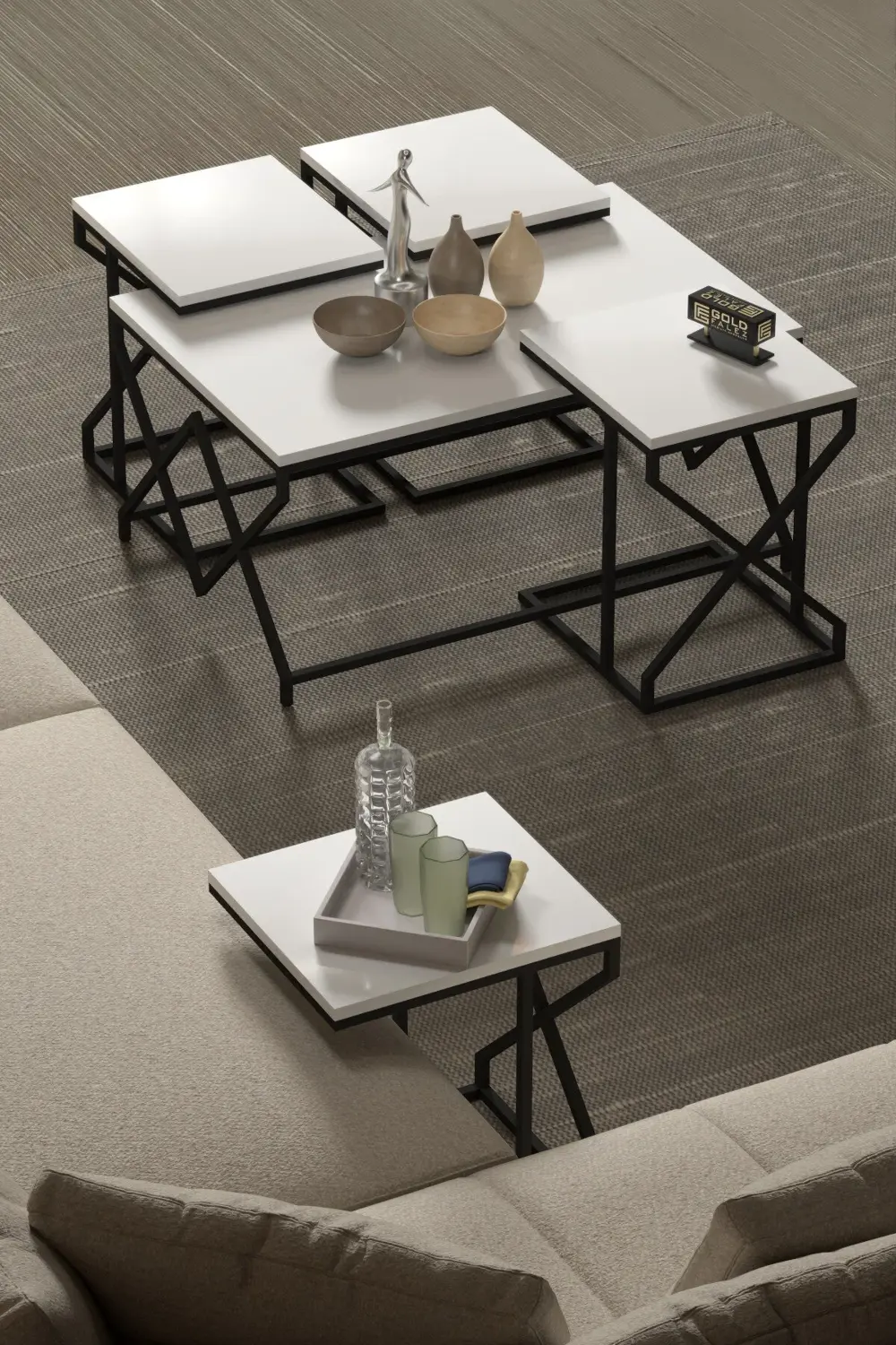 Tv Sehpası Mira Gümüş 5033 Beyaz 160 Cm 35 Cm 50 Cm