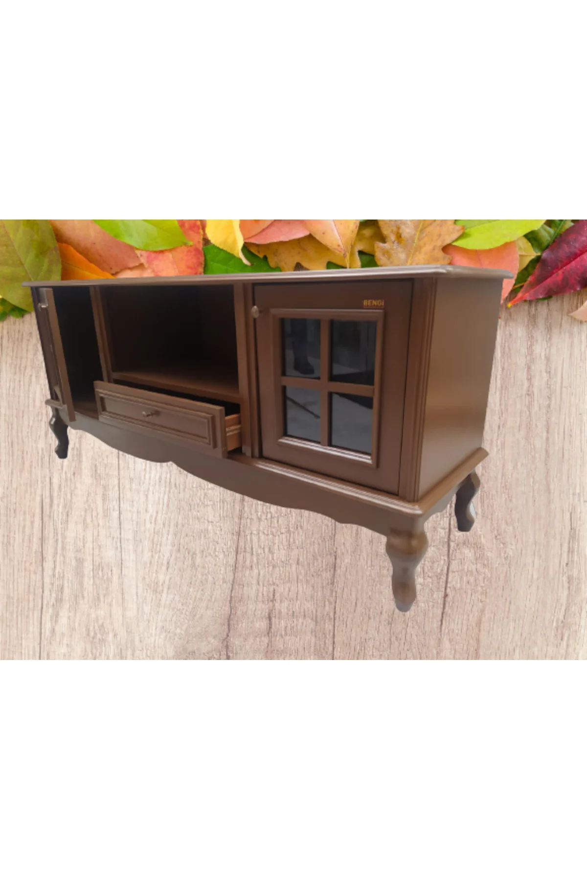 Tv Sehpası ST 18223 Windovs Model Pencere Ahşap Kayın ASLAN Ayak Ceviz El Yapım Tv Sehpası ST 18223 Windovs Model Pencere Ahşap Kayın ASLAN Ayak Ceviz El Yapım - Görsel 4