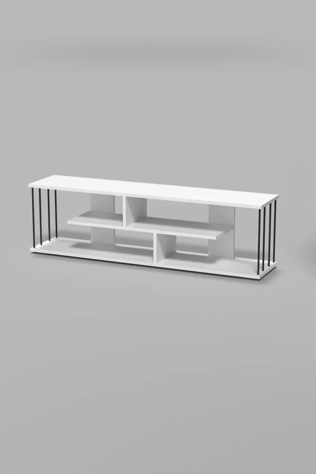 Tv Sehpası Tv Ünitesi Raflı 140 Cm Gzd Beyaz