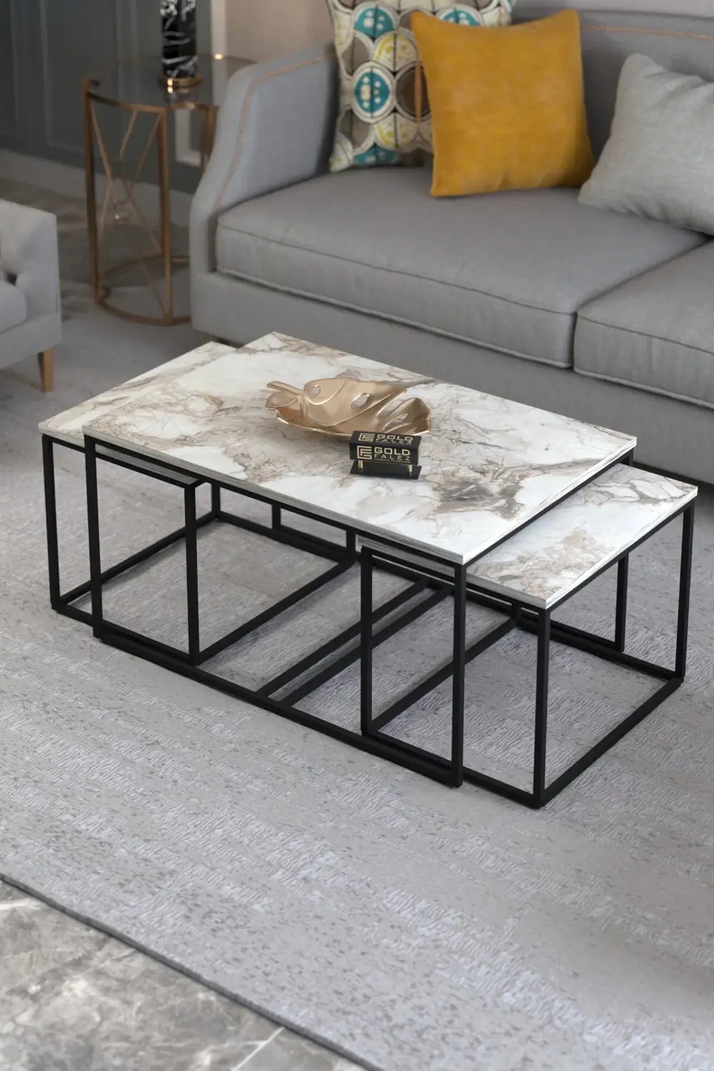 Tv Sehpası Tv Ünitesi 160 Cm Gold Beyaz Mistral 5072