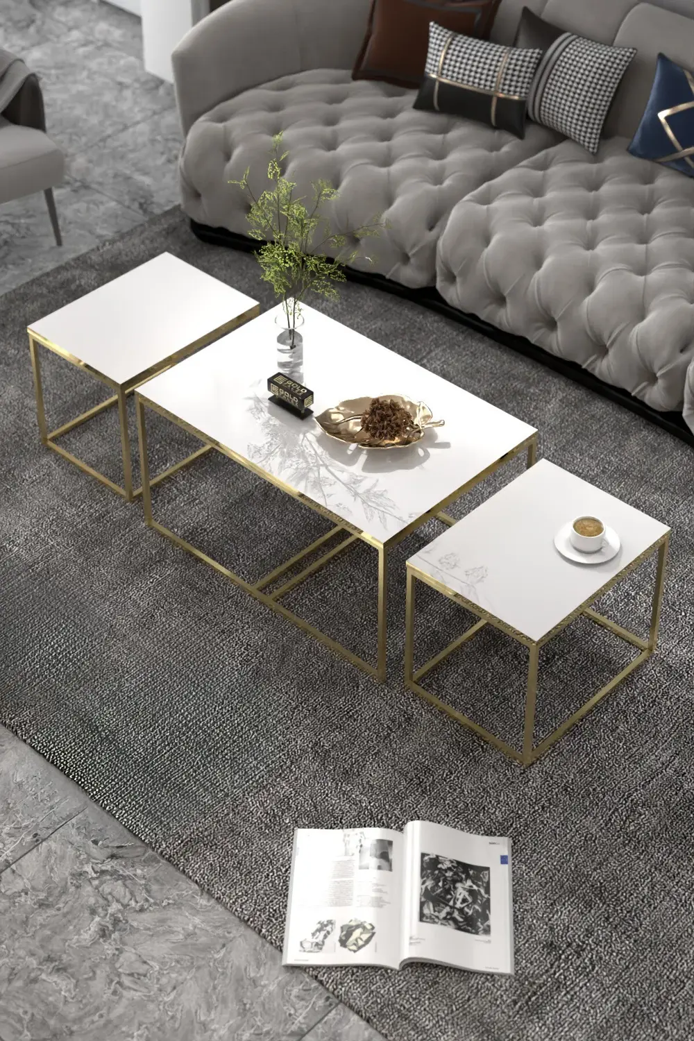 Tv Sehpası Tv Ünitesi 160 Cm Gümüş Beyaz Mistral 5073