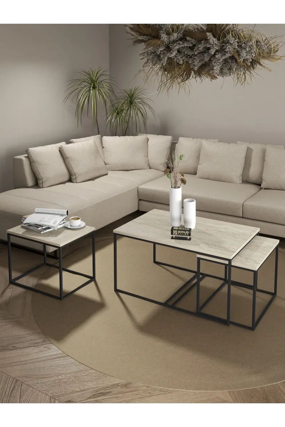 Tv Sehpası Tv Ünitesi Atlantik Çam Antrasit Gold 160 Cm Saraylı 5