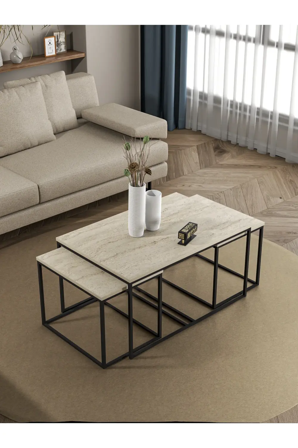 Tv Sehpası Tv Ünitesi Atlantik Çam Antrasit Gold 160 Cm Saraylı 5