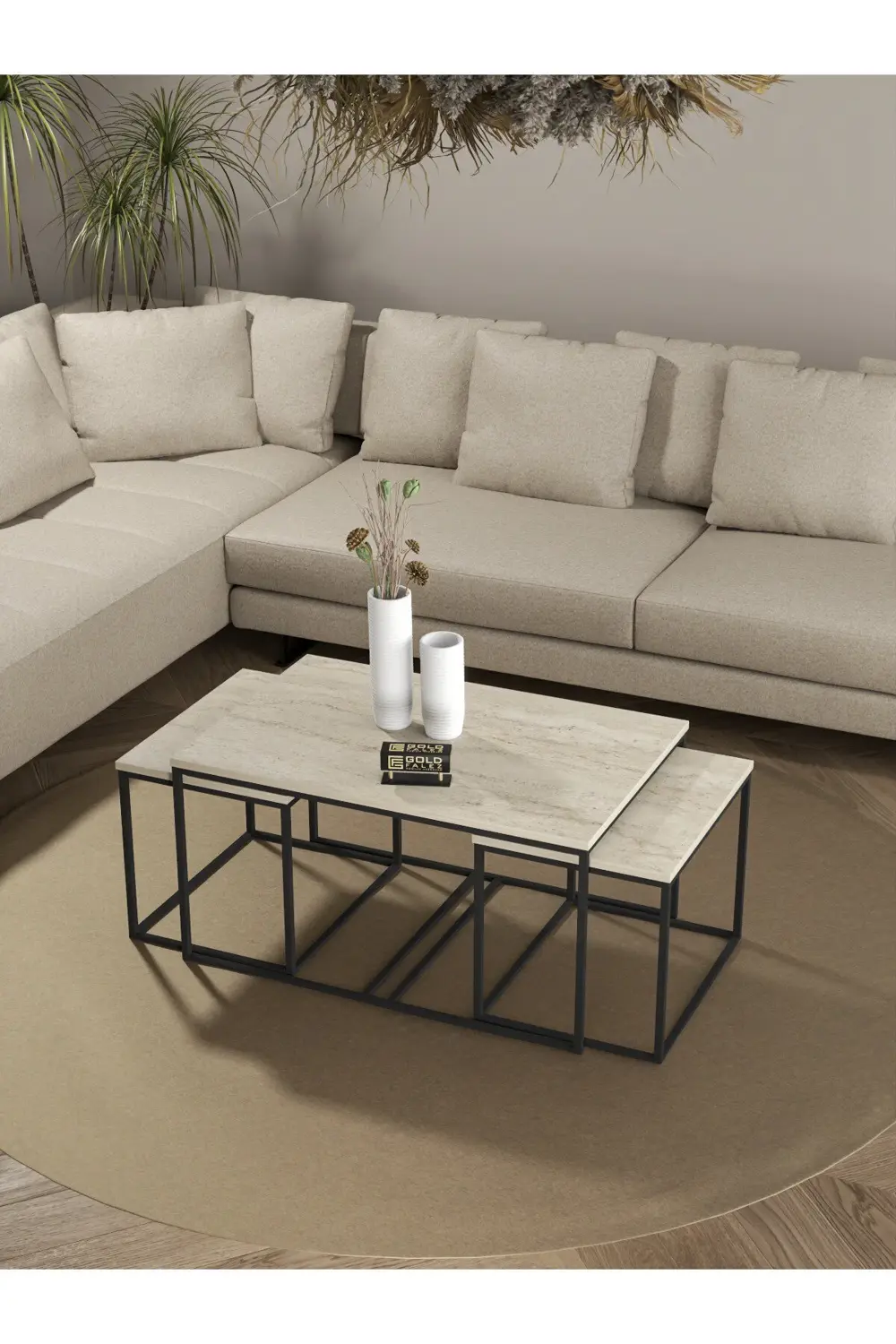 Tv Sehpası Tv Ünitesi Atlantik Çam Antrasit Gold 160 Cm Saraylı 5