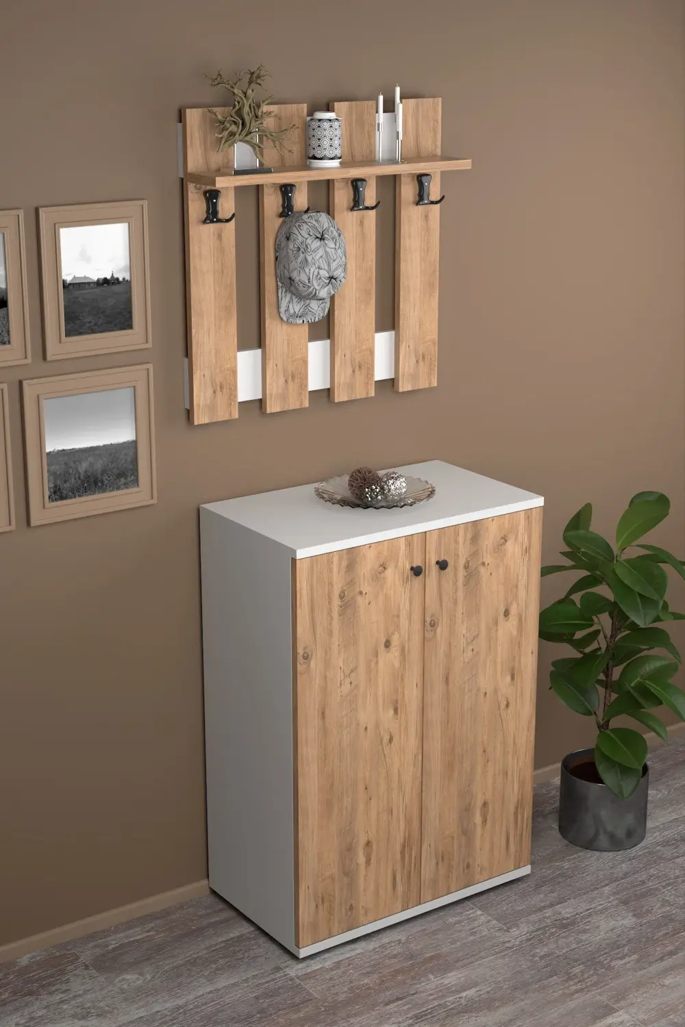 Tv Sehpası Tv Ünitesi Kapaklı Raflı Setro Atlantik Çam