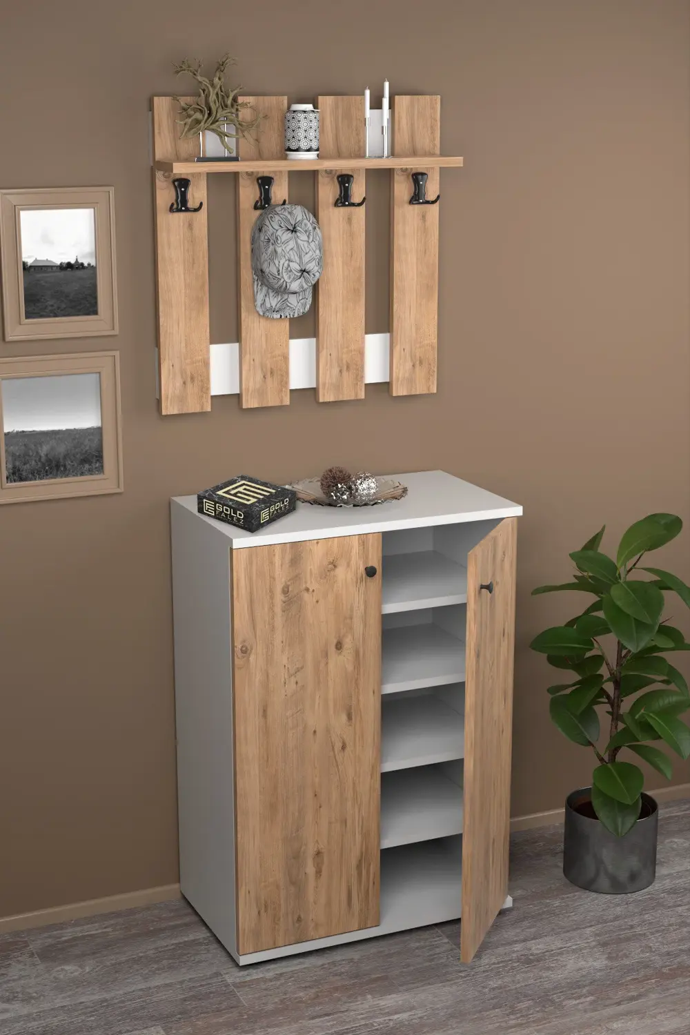 Tv Sehpası Tv Ünitesi Kapaklı Raflı Setro Atlantik Çam