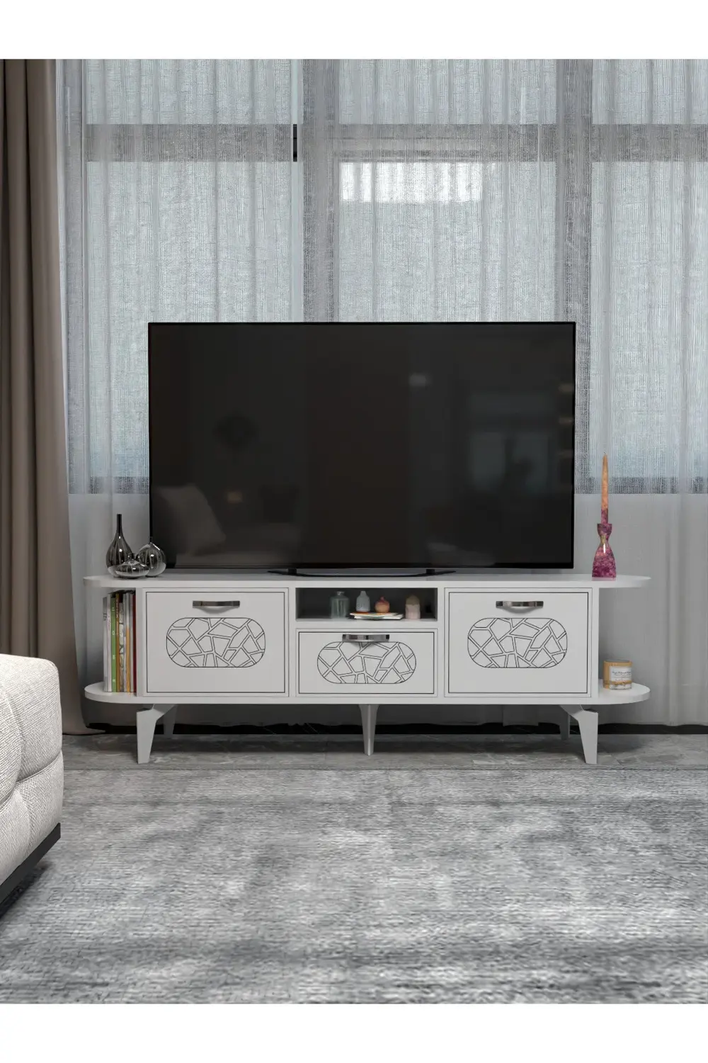 Tv Sehpası Tv Ünitesi Raflı 140 Cm Gzd Plus Atlantik Çam