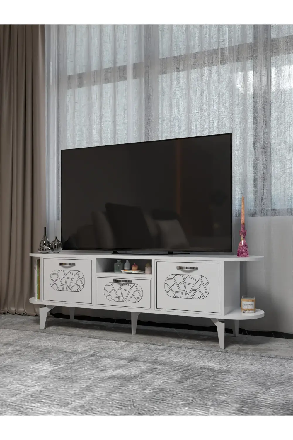 Tv Sehpası Tv Ünitesi Raflı 140 Cm Gzd Plus Atlantik Çam