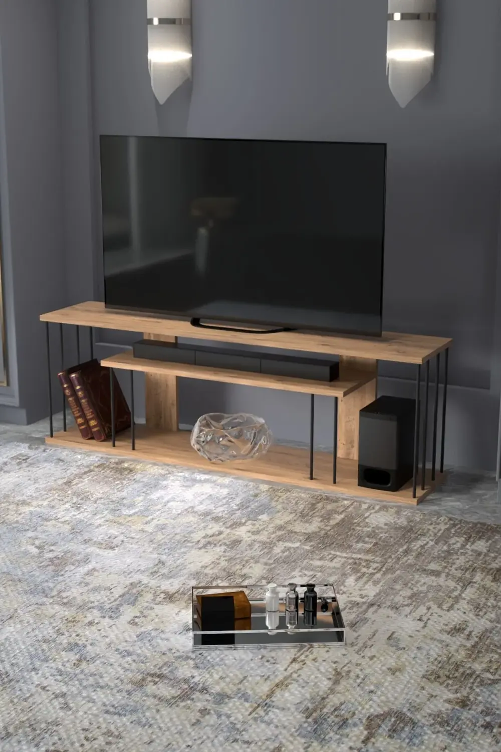 TV SEHPASI TV ÜNİTESİ RAFLI 140 CM GZD PLUS ATLANTİK ÇAM