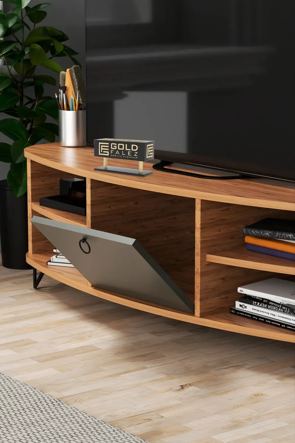 Tv Sehpası Tv Ünitesi Raflı 140 Cm Gzd Plus Beyaz