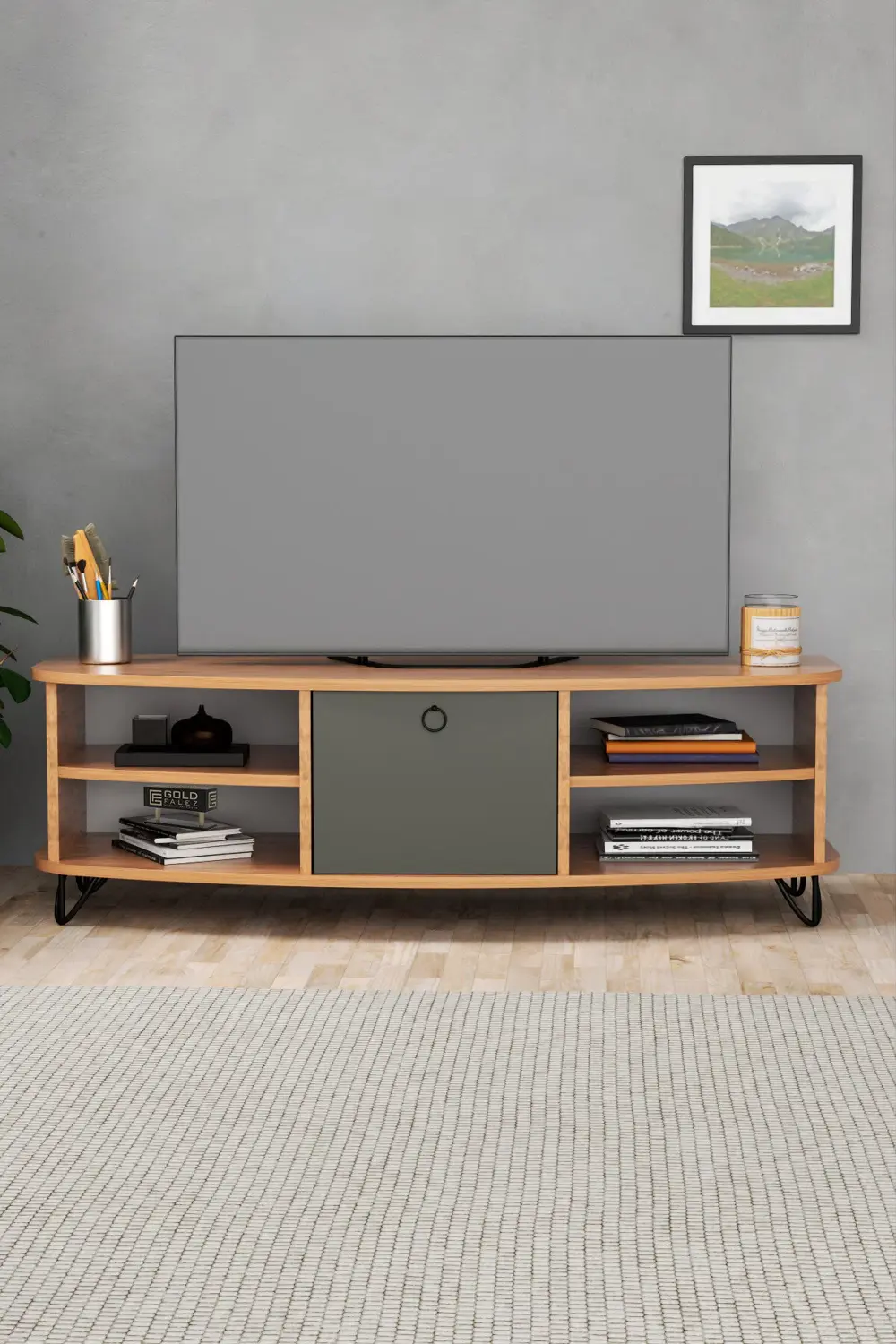 Tv Sehpası Tv Ünitesi Raflı 140 Cm Gzd Plus Beyaz