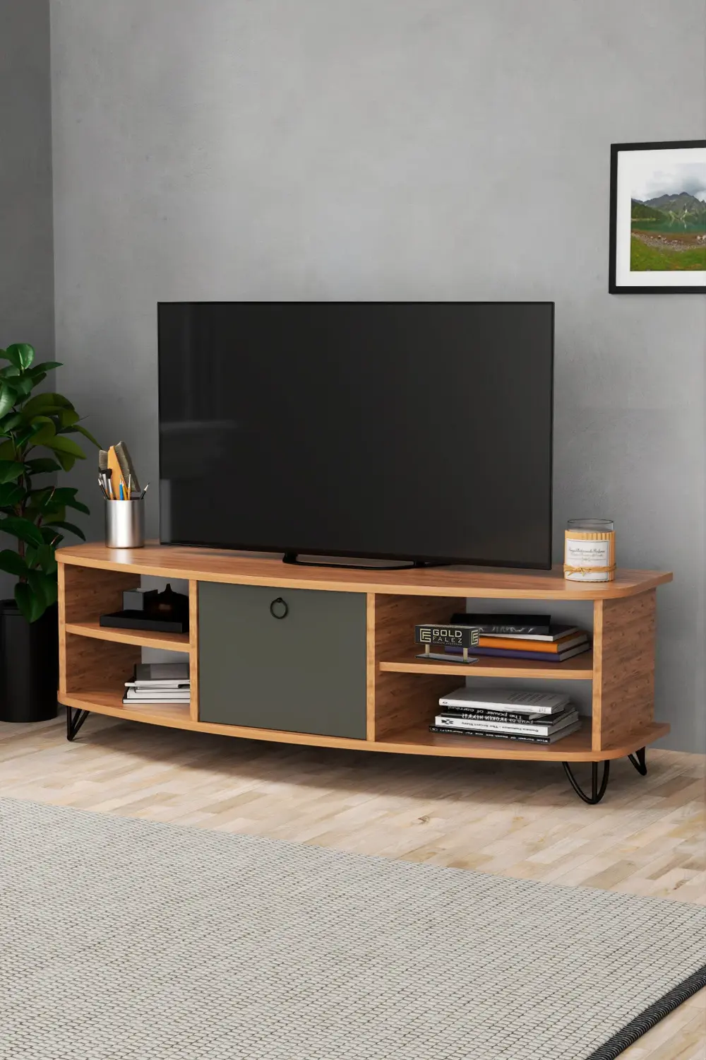 Tv Sehpası Tv Ünitesi Raflı 140 Cm Gzd Plus Beyaz