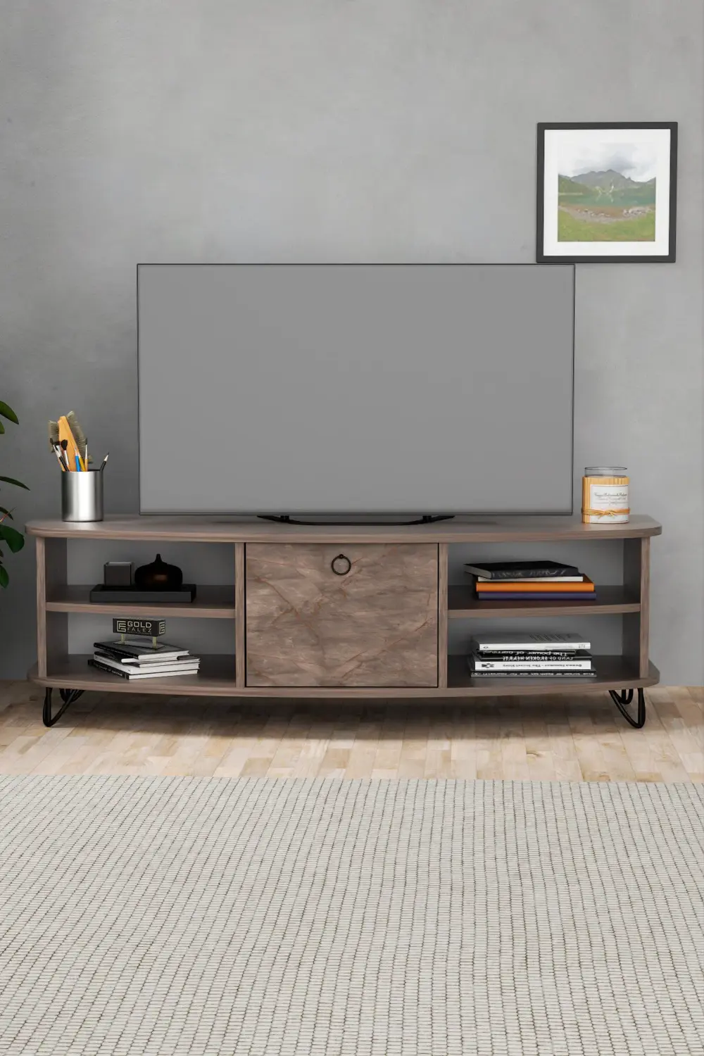 Tv Sehpası Tv Ünitesi Saraylı Atlantik Çam - Antrasit 5061