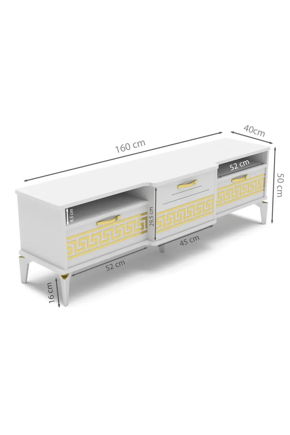 Tv Sehpası Tv Ünitesi Vera Atlantik Çam Antrasit Gold Çizgili 505