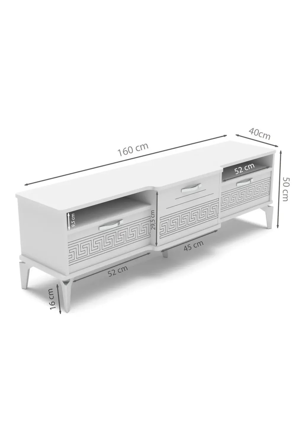 Tv Sehpası Tv Ünitesi Vera Beyaz Çizgili 5053