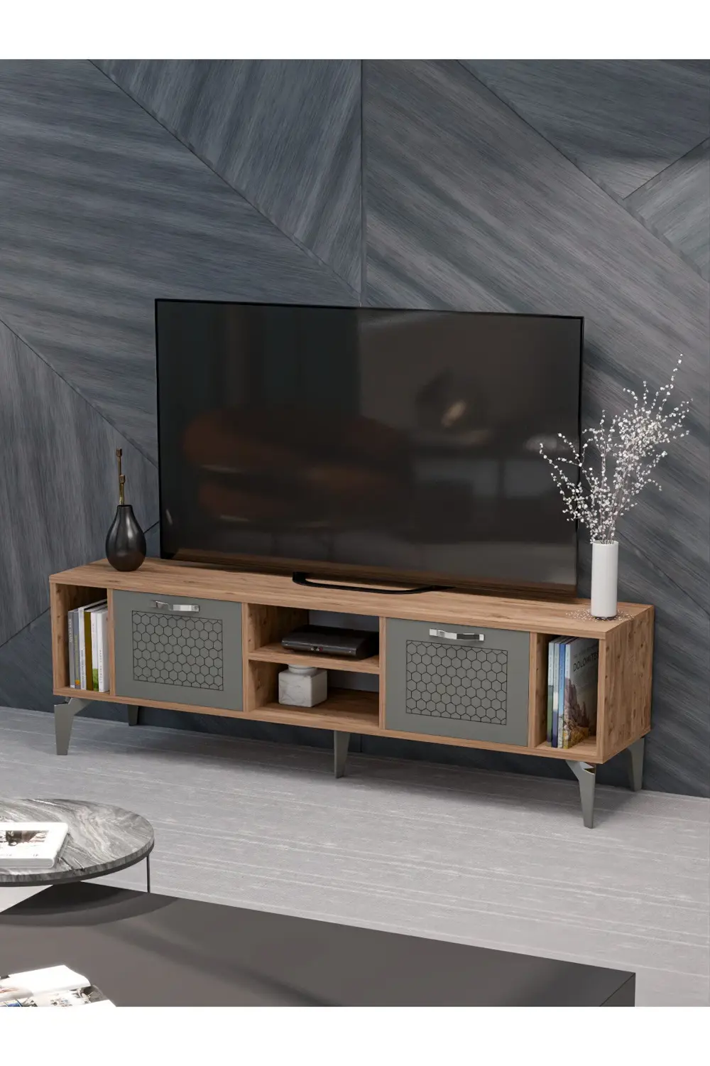 Tv Sehpası Ünitesi Tekli Orta Sehpa 3'Lü Zigon Sehpa Set Üç Ürün