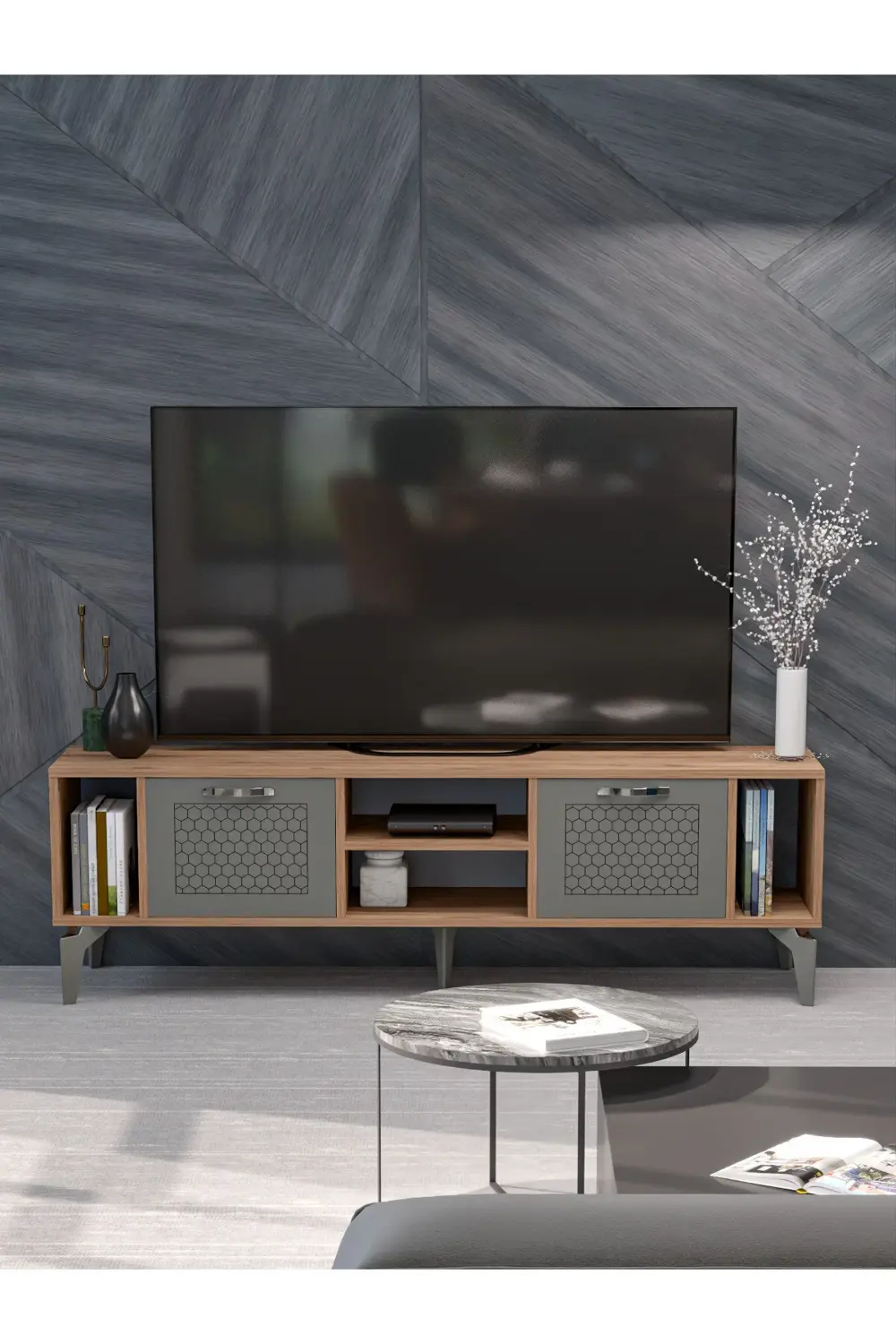 Tv Sehpası Ünitesi Tekli Orta Sehpa 3'Lü Zigon Sehpa Set Üç Ürün