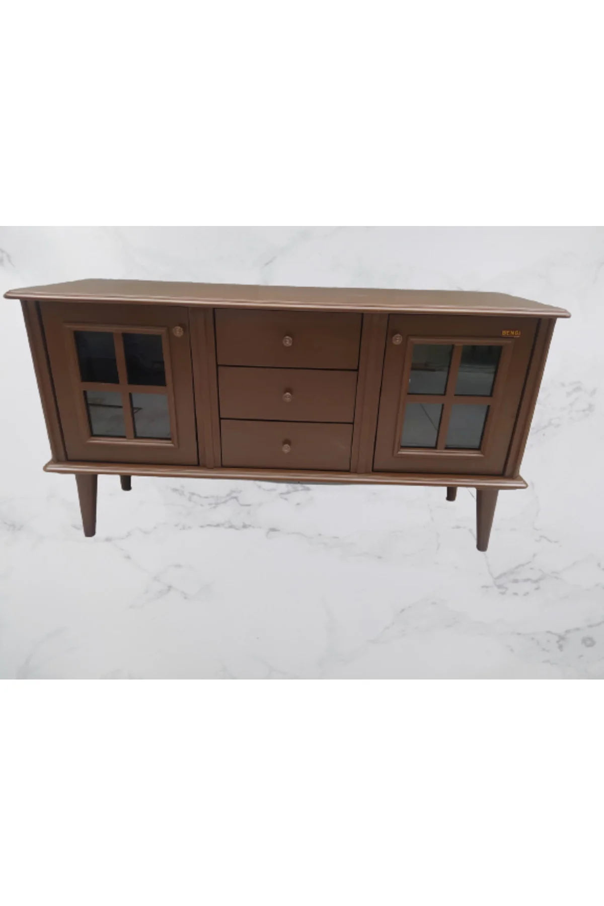 Tv ST Sehpa 18169 Windovs Model Ahşap Kayın Torna RETRO Ayak Ceviz Renk El Yapım - Görsel 8