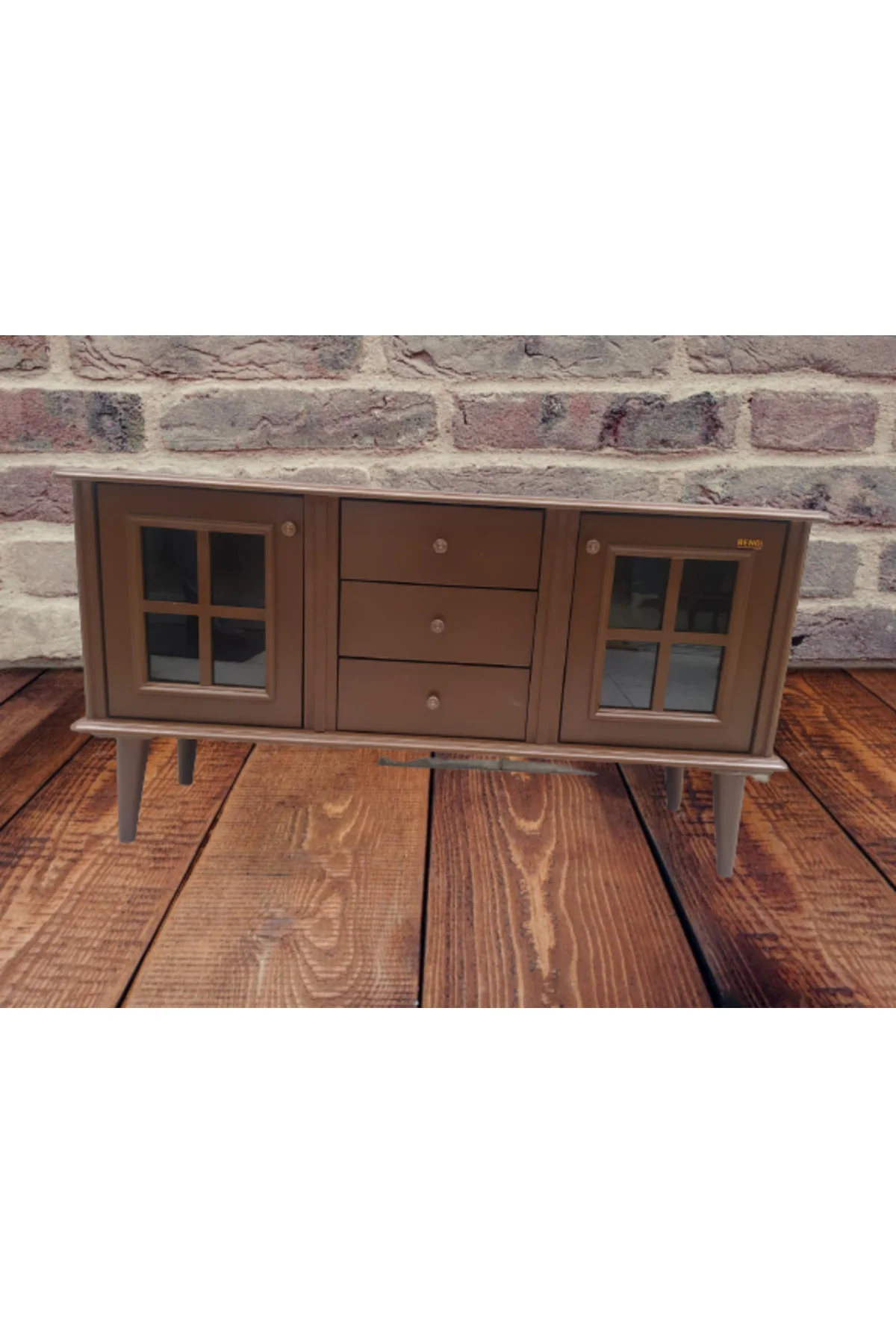 Tv ST Sehpa 18169 Windovs Model Ahşap Kayın Torna RETRO Ayak Ceviz Renk El Yapım - Görsel 7
