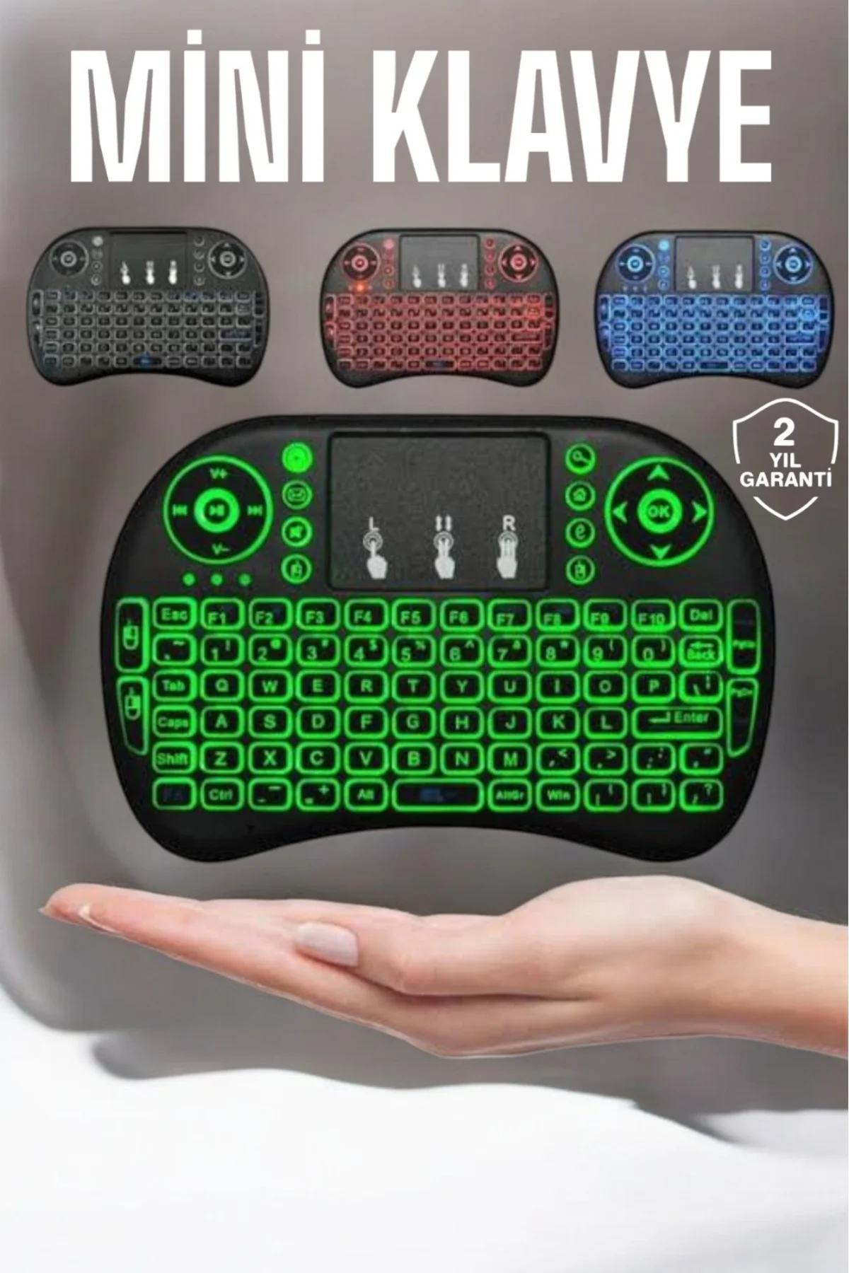 Tv Uyumlu Mini Klavye Q Klavye Işıklı Tüm Cihazlara Uyumlu