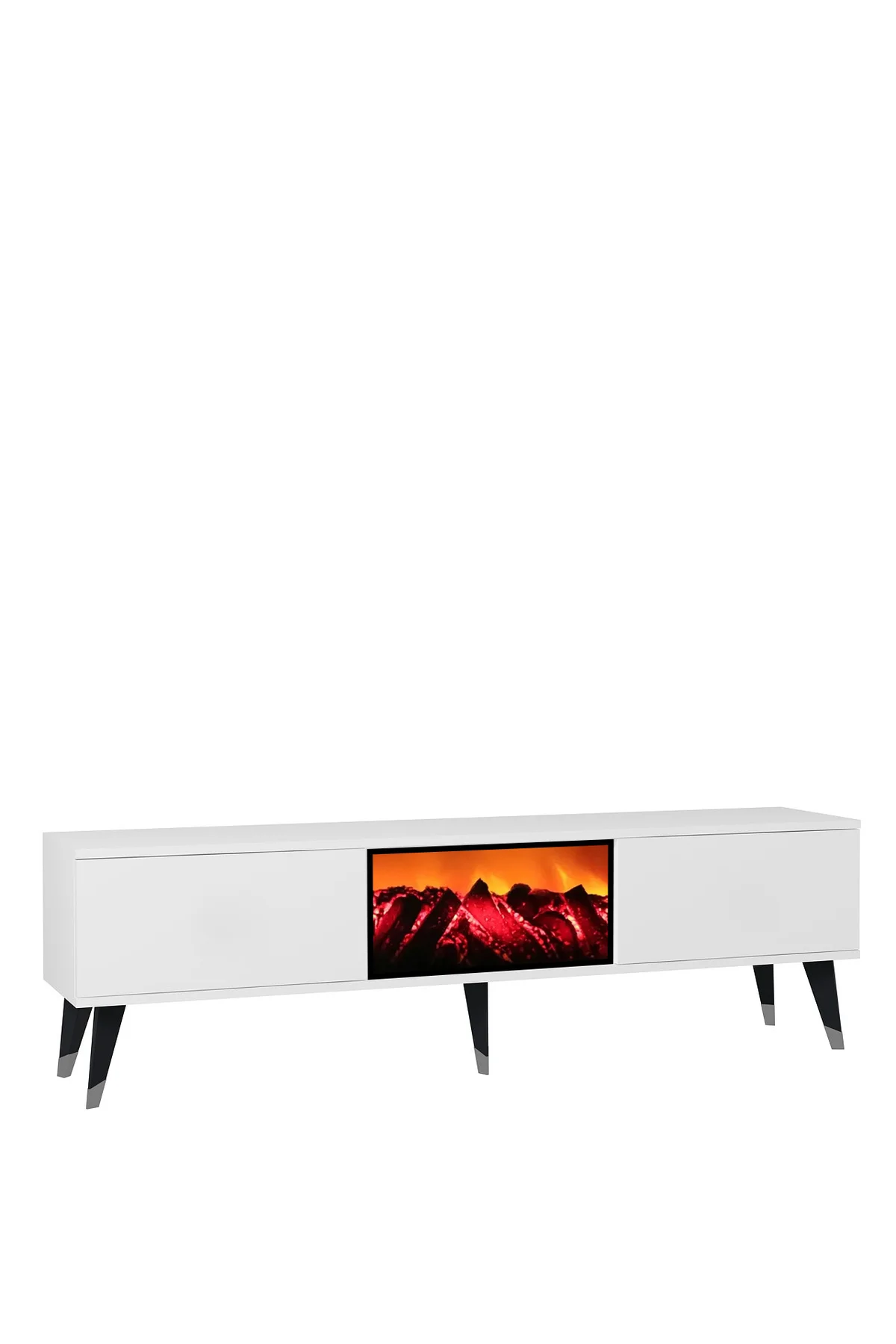 TV0058-0058-TXA150-32 ŞÖMİNELİ TV SEHPASI BEYAZ-SİYAH-GÜMÜŞ