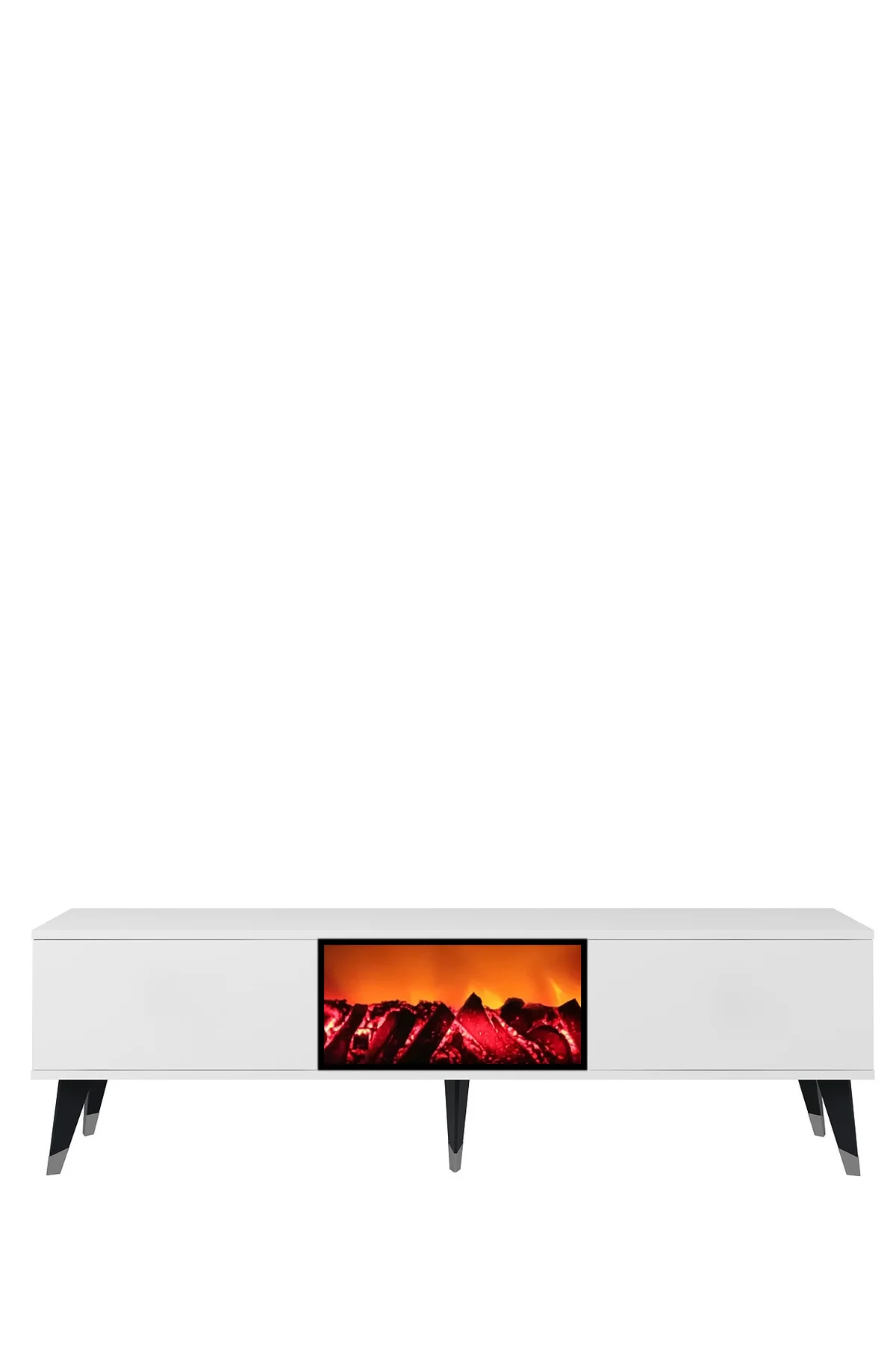 TV0058-0058-TXA150-32 ŞÖMİNELİ TV SEHPASI BEYAZ-SİYAH-GÜMÜŞ