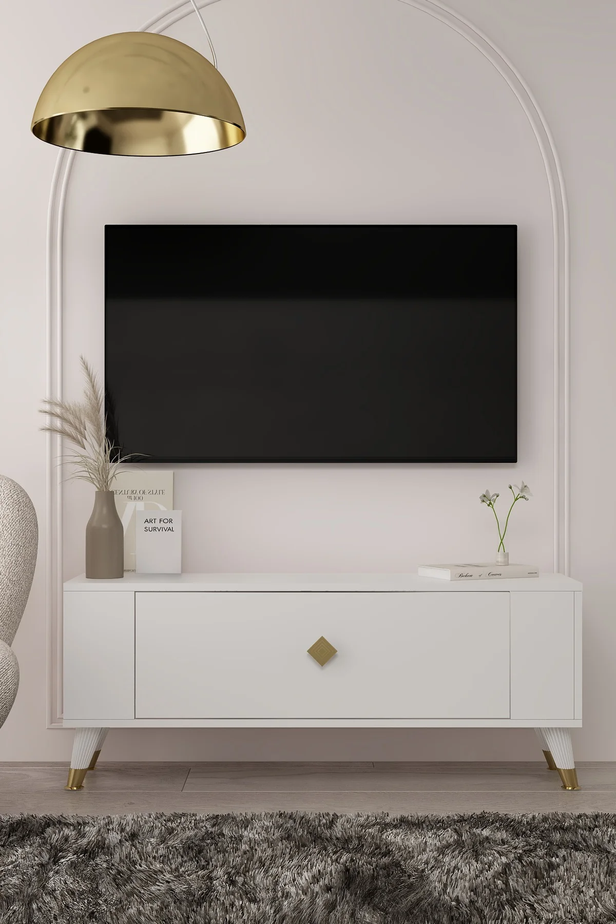 TV1377CT RETRO-1 TV SEHPASI BEYAZ-ALTIN