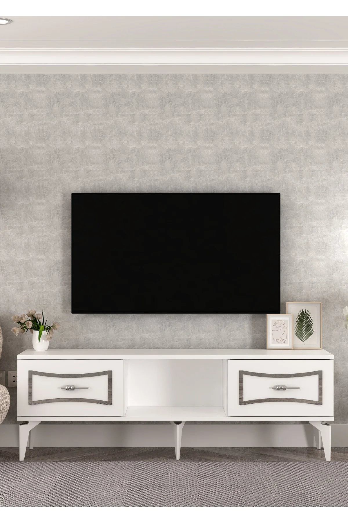 TV1400-1400-TV150-32 TV SEHPASI BEYAZ-GÜMÜŞ