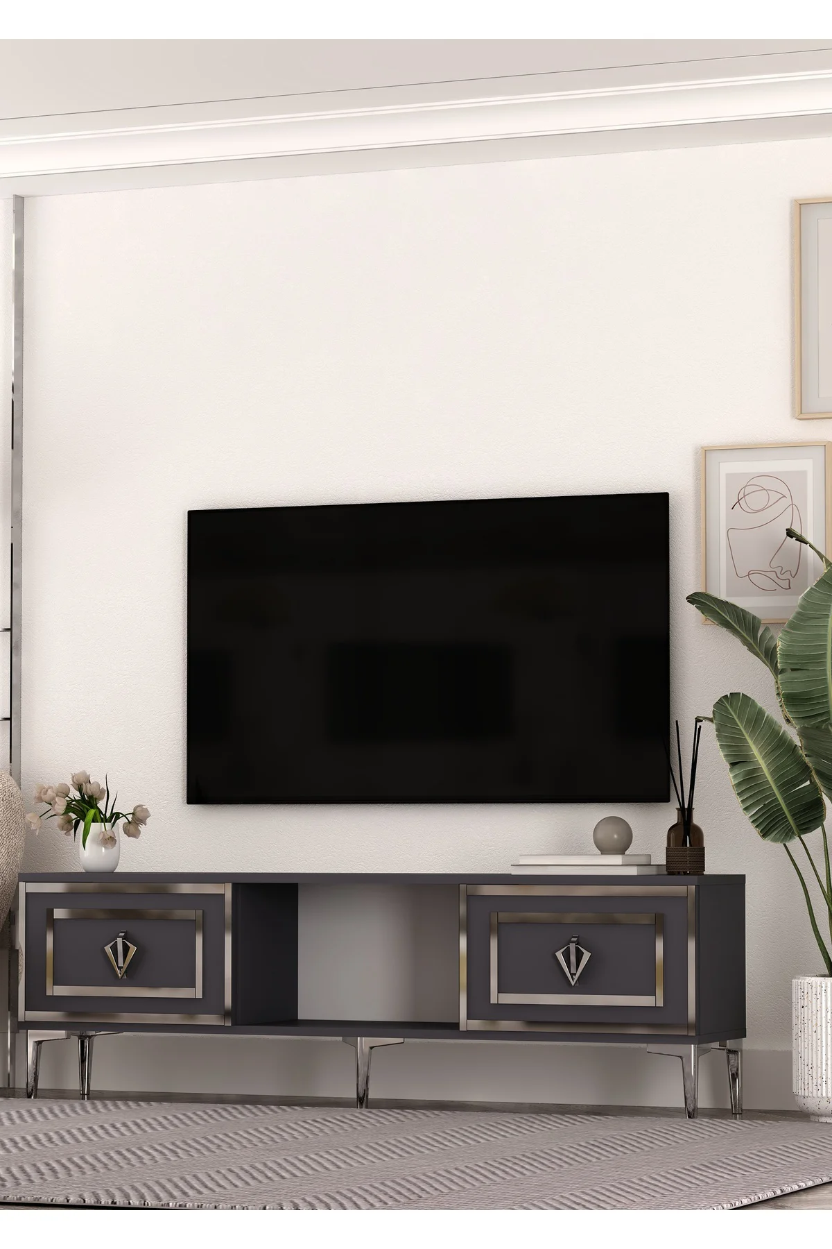 TV1405-1405-TV150-32 TV SEHPASI ANTRASİT-GÜMÜŞ