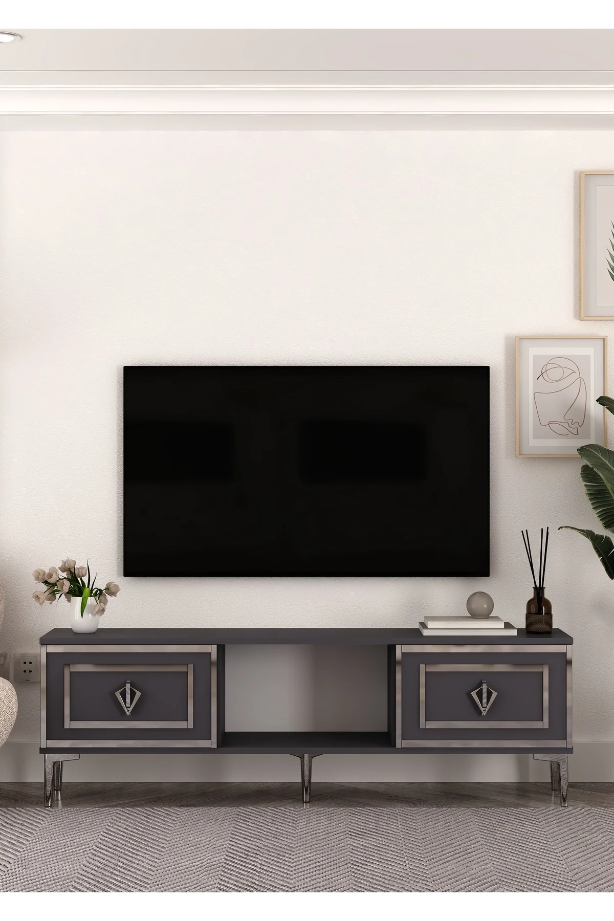 TV1405-1405-TV150-32 TV SEHPASI ANTRASİT-GÜMÜŞ