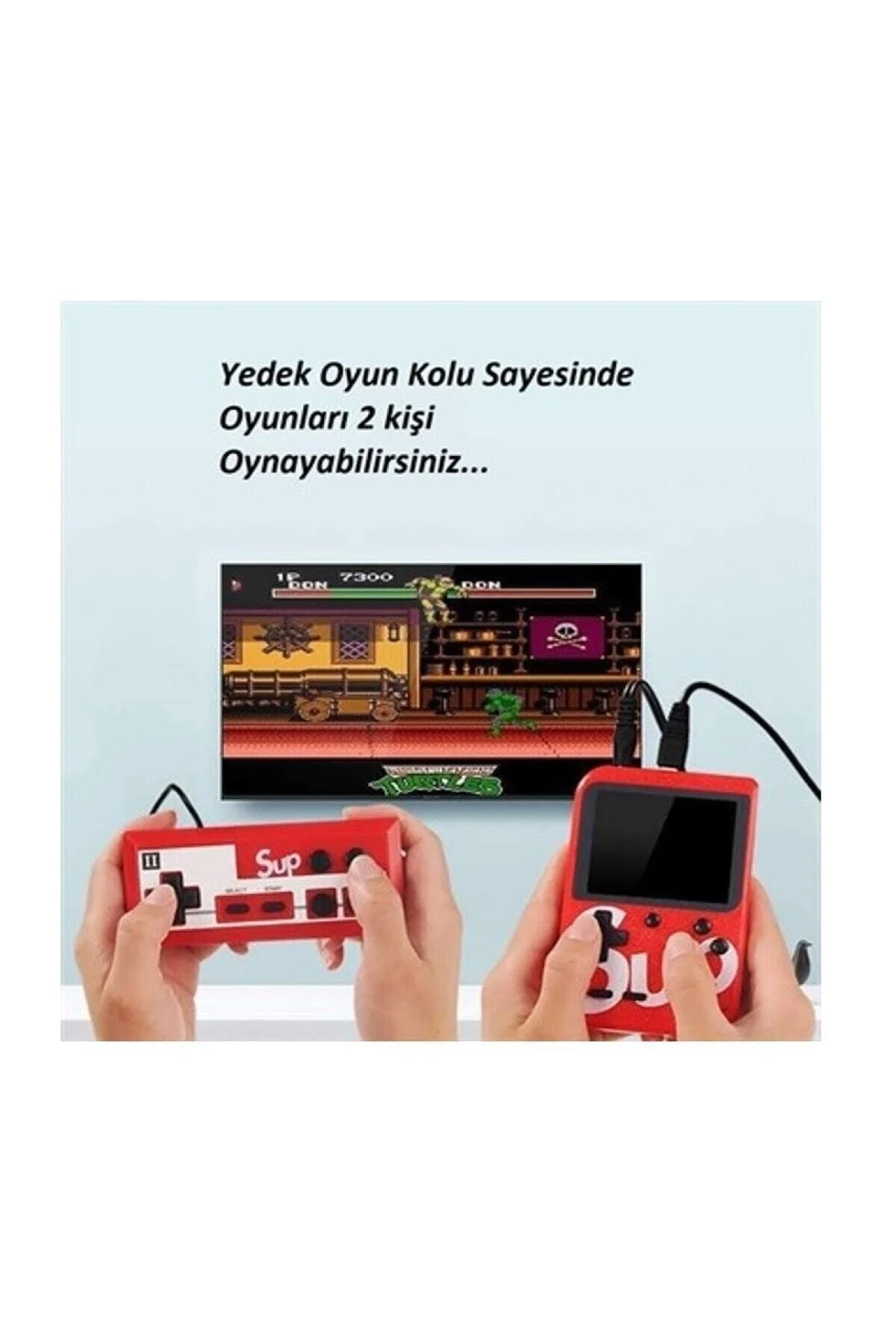 Tv'ye bağlanabilen iki oyunculu retro oyun konsolu 400 oyunlu kırmızı renk bluetooth yok