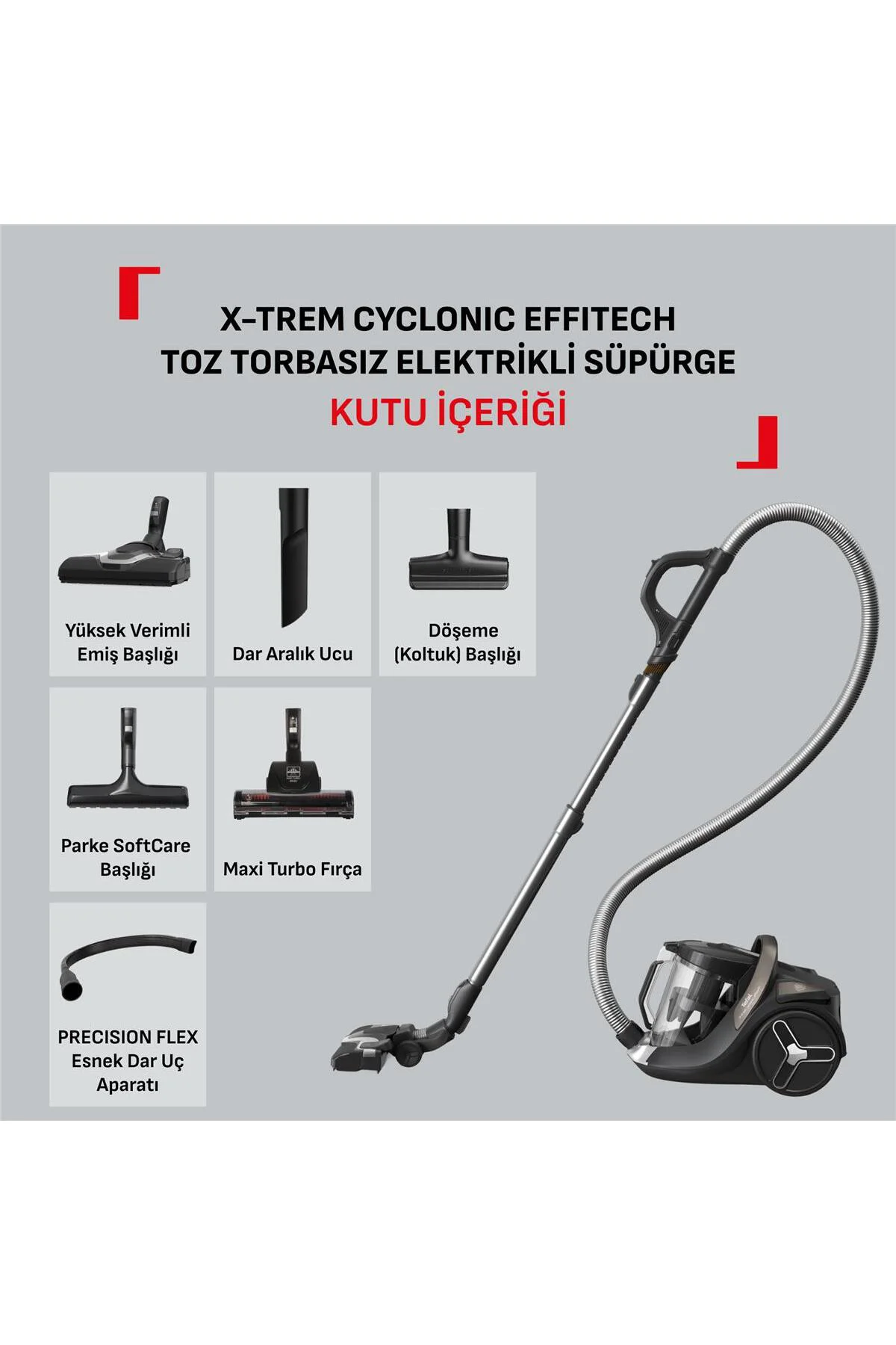 TW7C89EA 5★ X-Trem Cyclonic Effitech Toz Torbasız Elektrikli Süpü