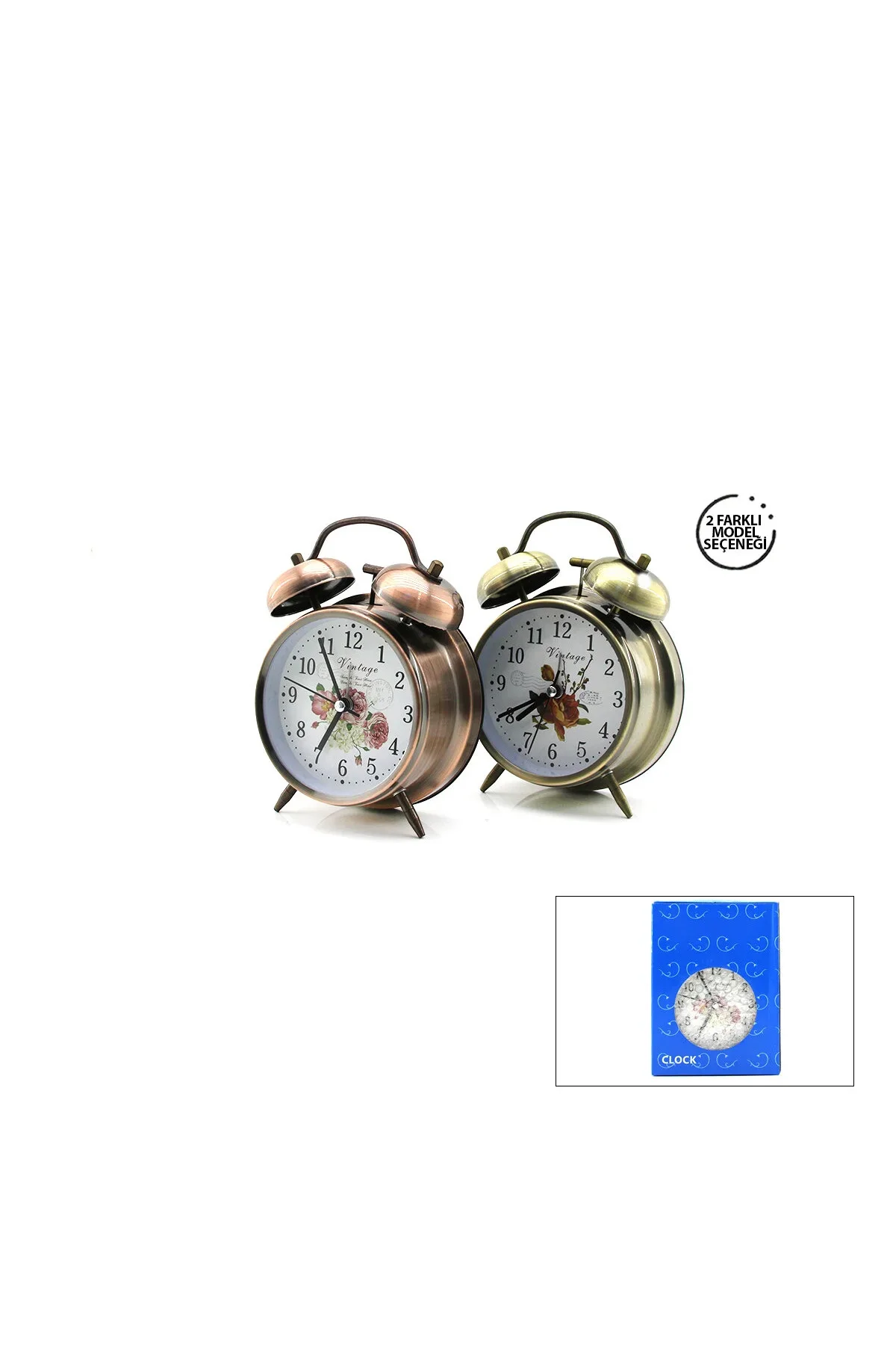 Twın Bell Alarm Clock Yuvarlak Masa Çalar Saat Metal Kasa Eskitme Desenli Pilli - Işıklı Çap: 10CM B Twın Bell Alarm Clock Yuvarlak Masa Çalar Saat Metal Kasa Eskitme Desenli Pilli - Işıklı Çap: 10CM B