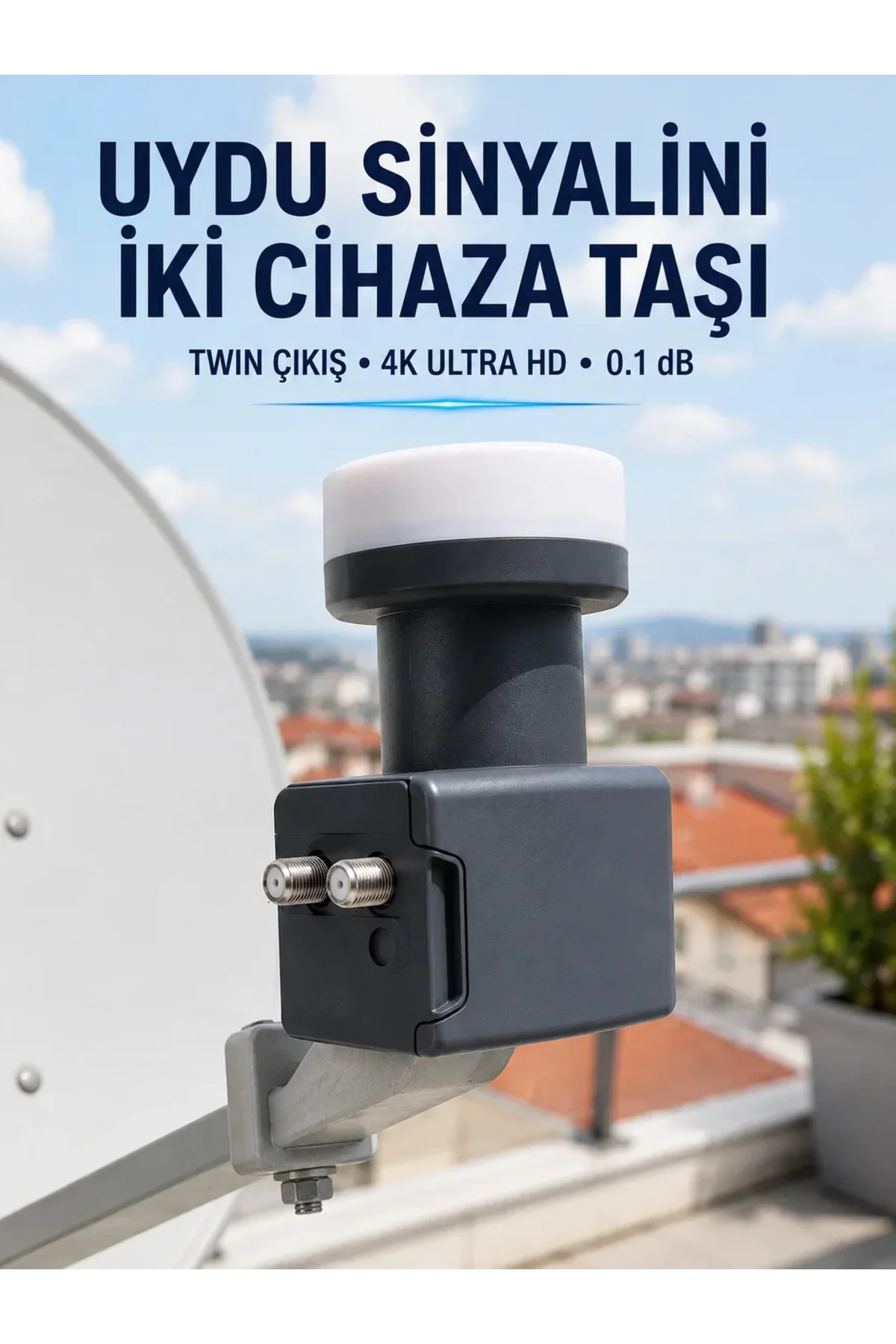 Twin LNB Çift Çıkışlı Uydu Anten LNB 4K Ultra HD Ku Band 0.1 dB