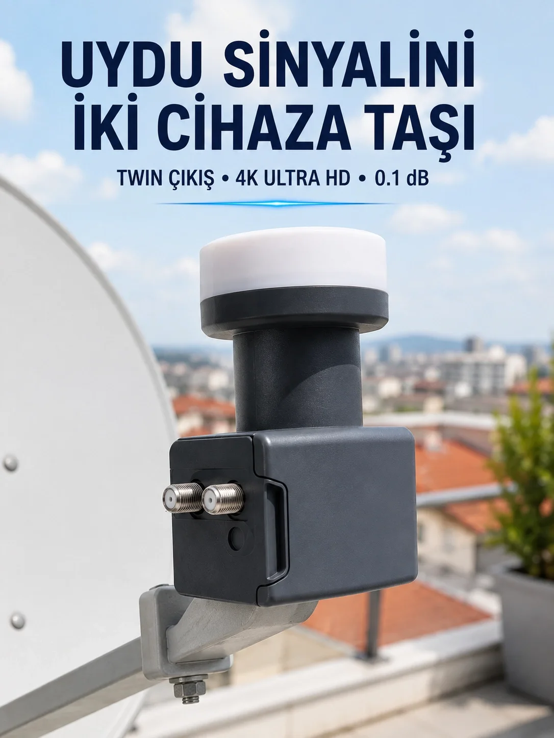 Twin LNB Çift Çıkışlı Uydu Anten LNB 4K Ultra HD Ku Band 0.1 dB Fiyatı, Yorumları ve Özellikleri