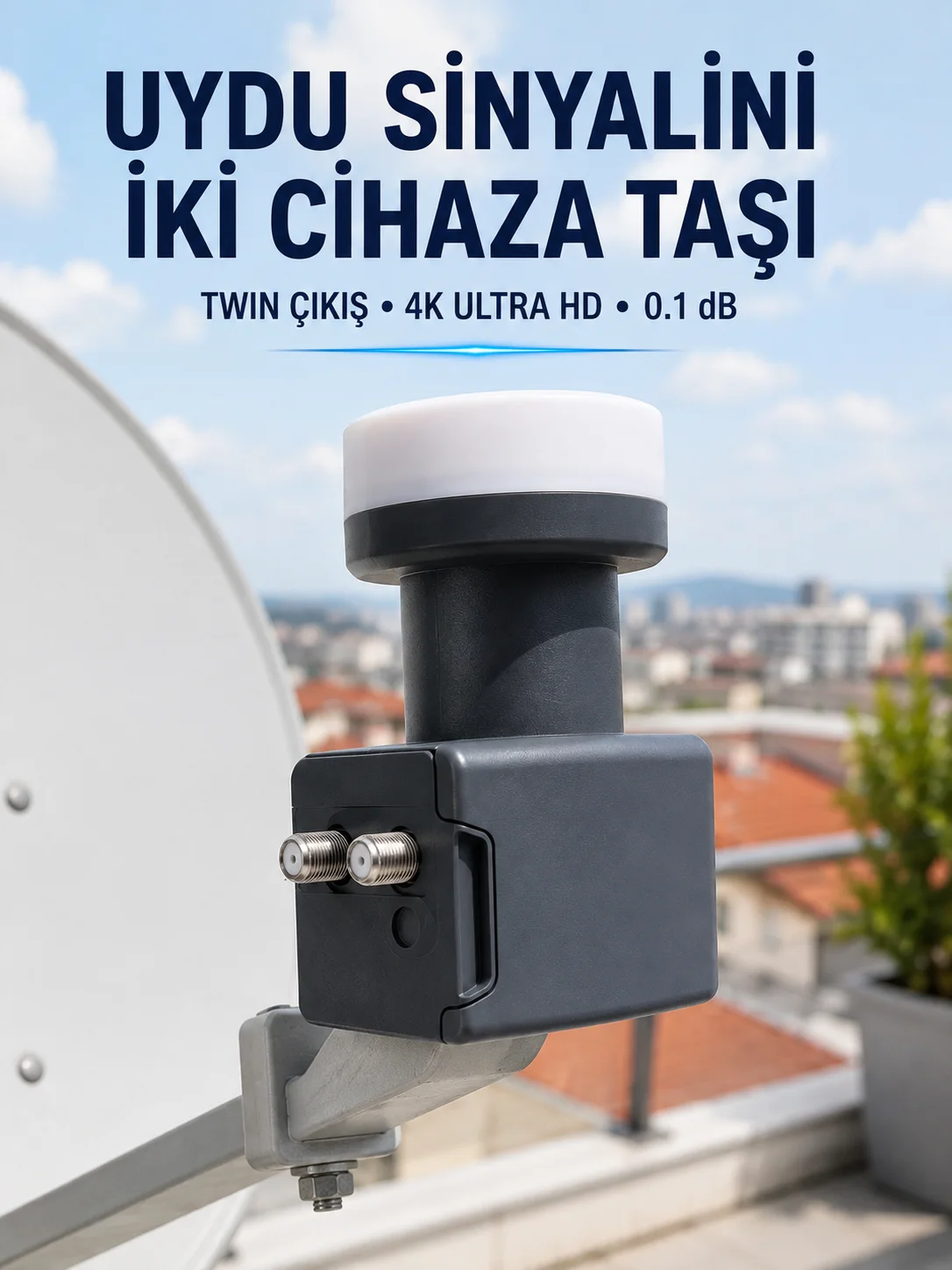 Twin LNB Çift Çıkışlı Uydu Anten LNB 4K Ultra HD Ku Band 0.1 dB Fiyatı, Yorumları ve Özellikleri