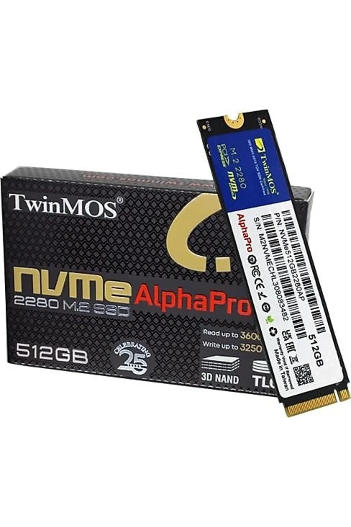 TwinMOS ALPHA PRO 512GB PCIE NVME M.2 3600/3250 3DNAND SSD NVME512GB2280AP