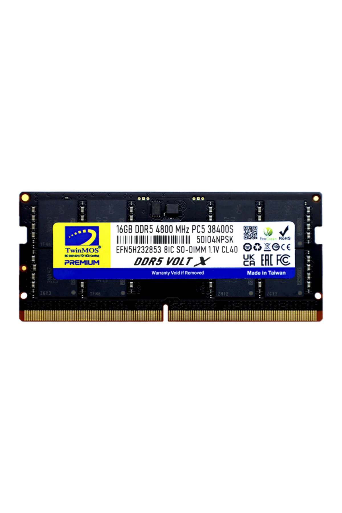 TwinMOS TMD516GB4800S40, 16GB, DDR5, 4800MHz, CL40, 1.1V Notebook