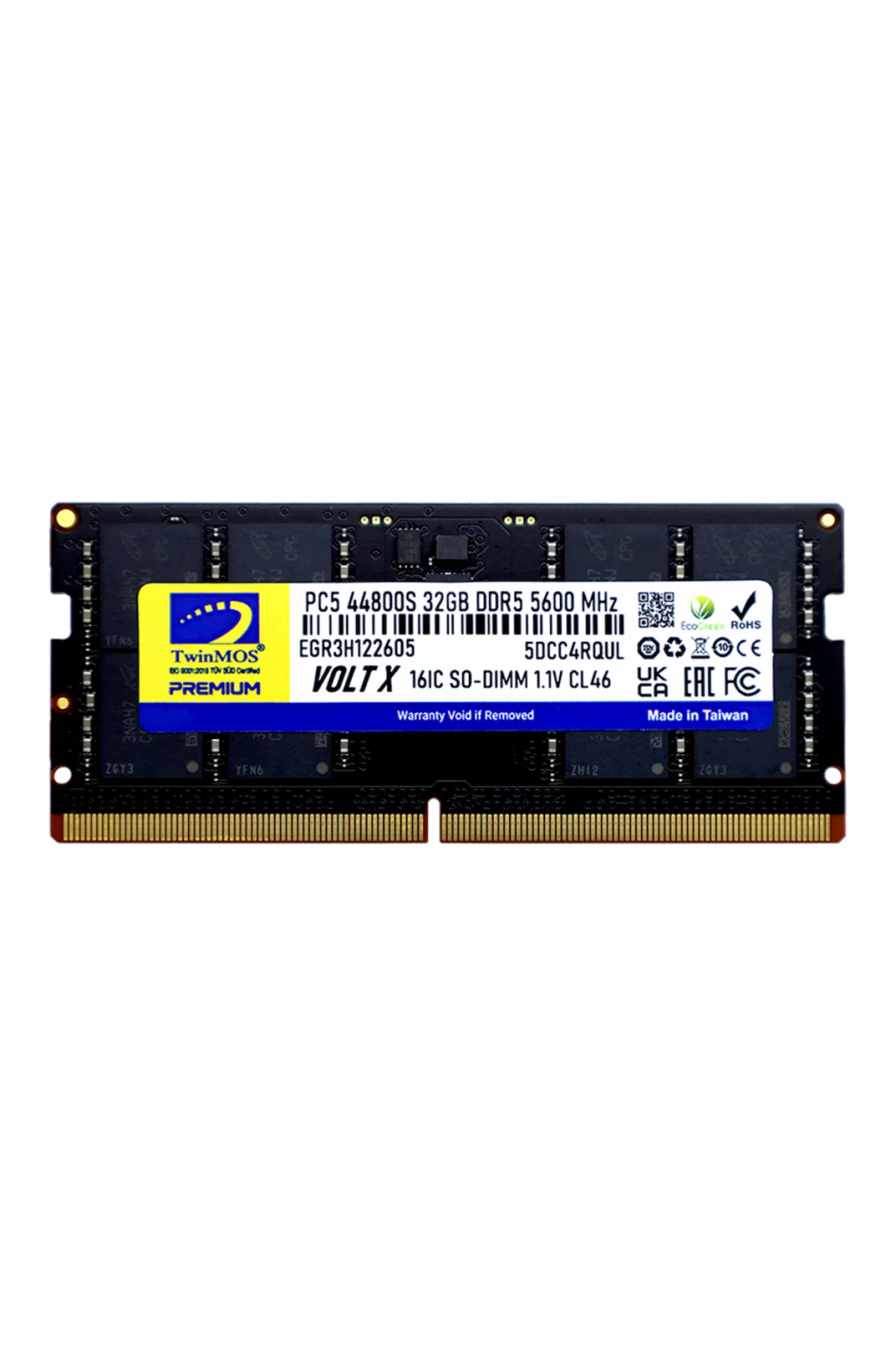 Twinmos Tmd532Gb5600S46, 32Gb, Ddr5, 5600Mhz, Cl46, 1.1V Notebook