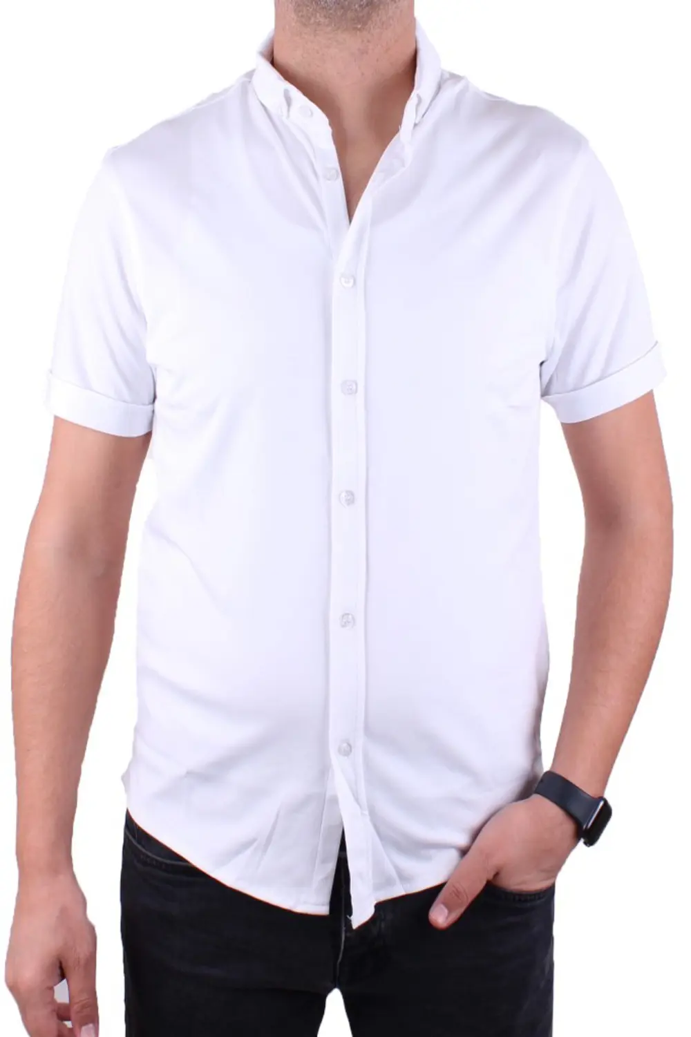 Twister 1853 Beyaz Kısa Kol Günlük Pamuklu Erkek Gömlek