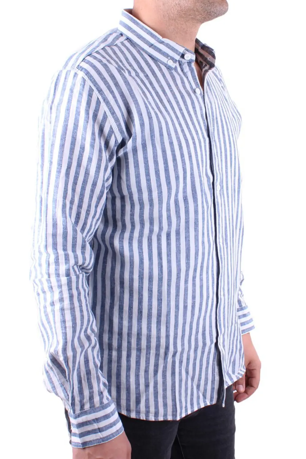Twister 1905 Lacivert Çizgili Uzun Kol Günlük Pamuk Karışımlı Ket