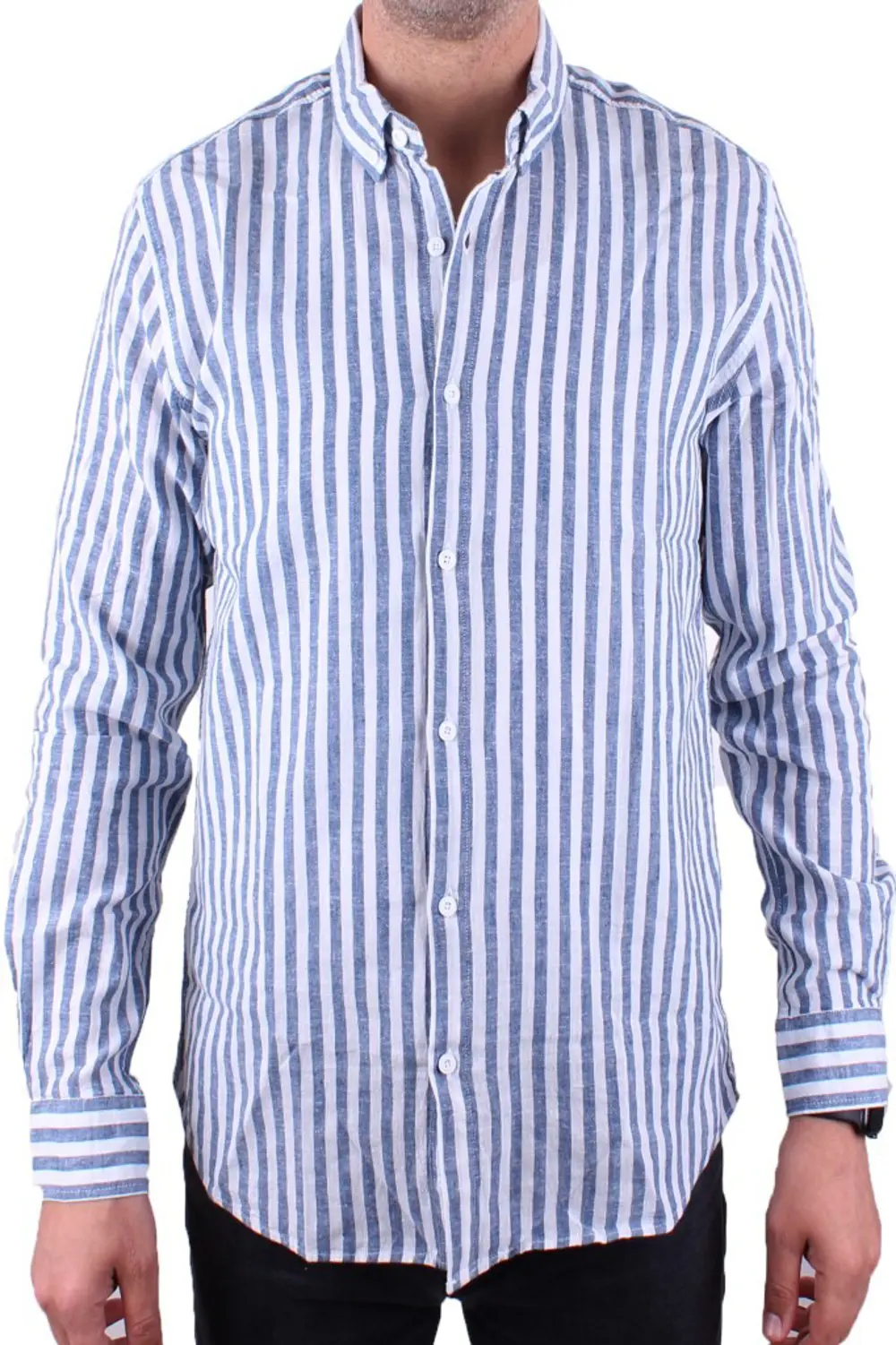 Twister 1905 Lacivert Çizgili Uzun Kol Günlük Pamuk Karışımlı Ket